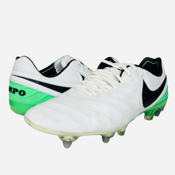 Nike Tiempo Legend VI SG PRO 819680-103 White/Green Metal Soccer Cleats Size 7